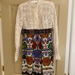 Anna Sui Ivory Multi Folklore Dress NEVER WORN
